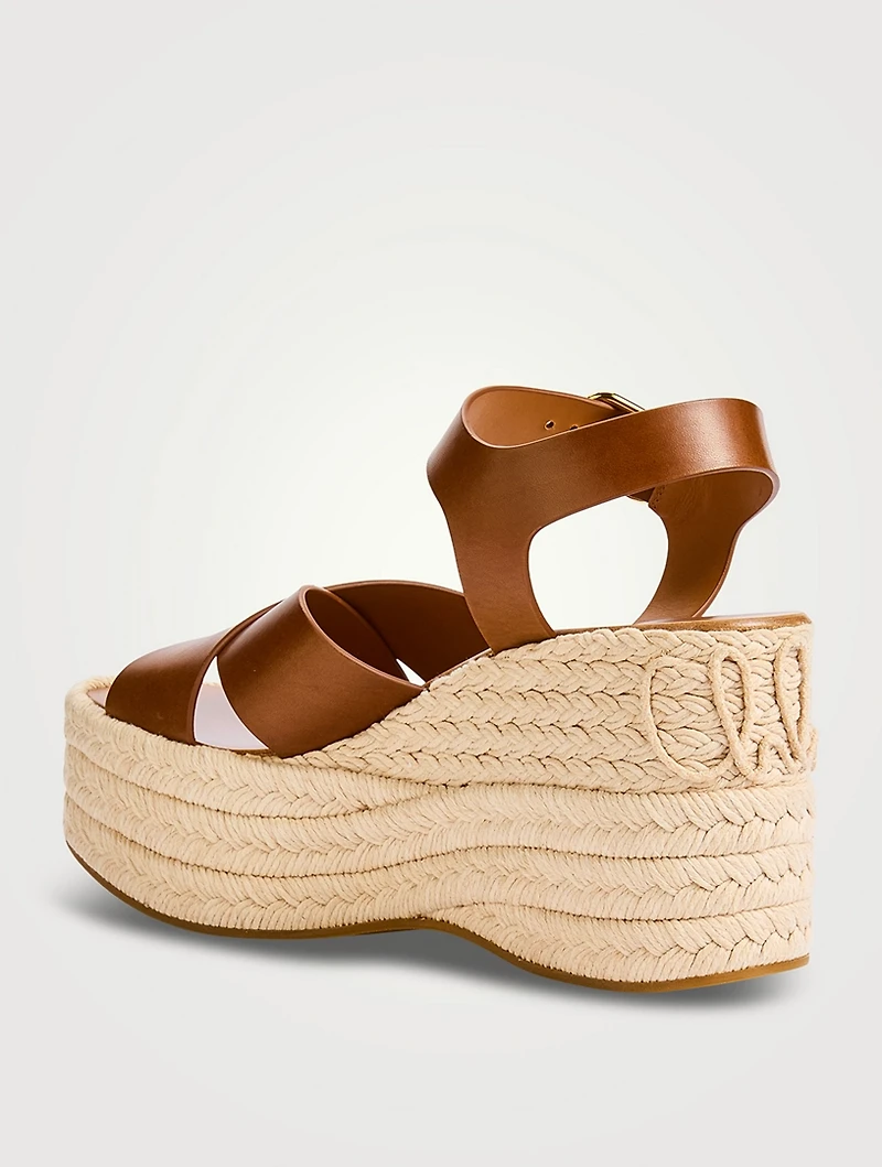 Isla Leather Espadrille Wedge Sandals