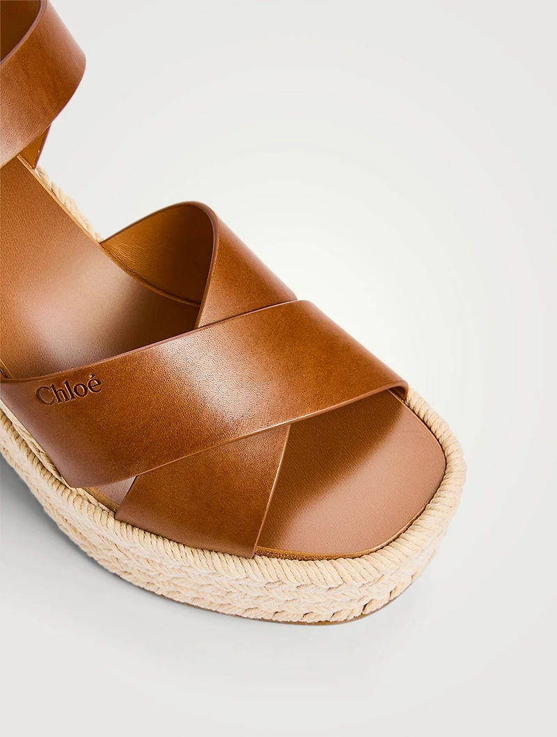 Isla Leather Espadrille Wedge Sandals