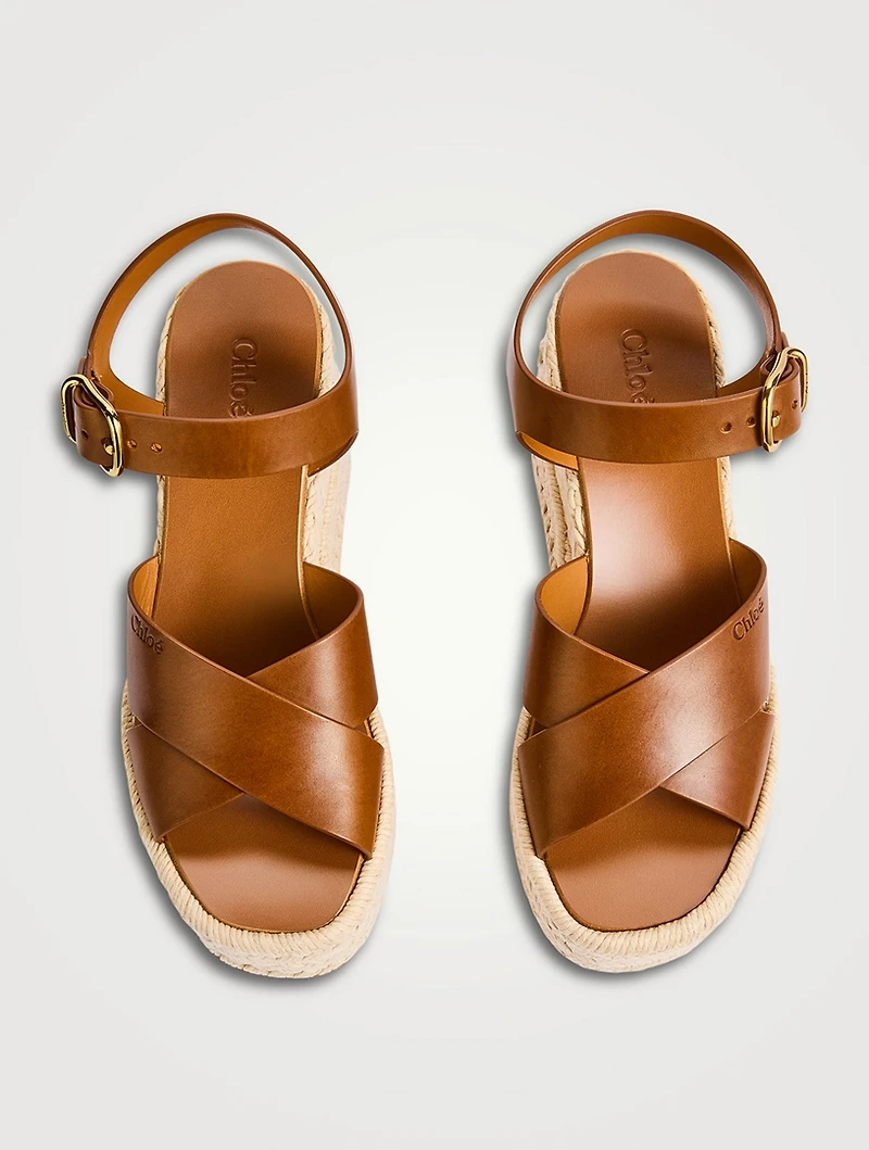 Isla Leather Espadrille Wedge Sandals