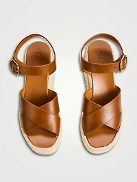 Isla Leather Espadrille Wedge Sandals