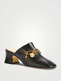 Charm-Embellished Leather Mules