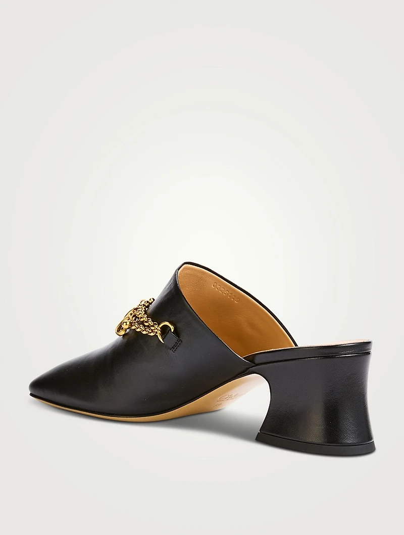 Charm-Embellished Leather Mules