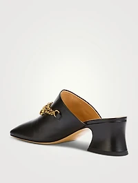 Charm-Embellished Leather Mules