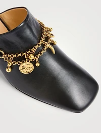 Charm-Embellished Leather Mules