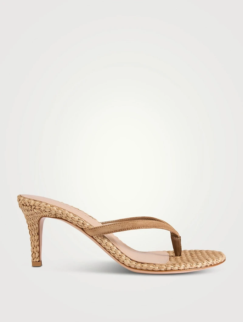Calypso Suede And Raffia Thong Sandals