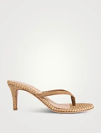 Calypso Suede And Raffia Thong Sandals