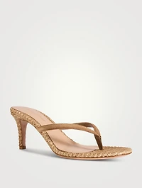 Calypso Suede And Raffia Thong Sandals