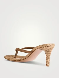 Calypso Suede And Raffia Thong Sandals