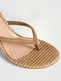 Calypso Suede And Raffia Thong Sandals