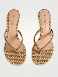 Calypso Suede And Raffia Thong Sandals