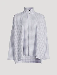 Double Stand Collar Shirt Plaid Print