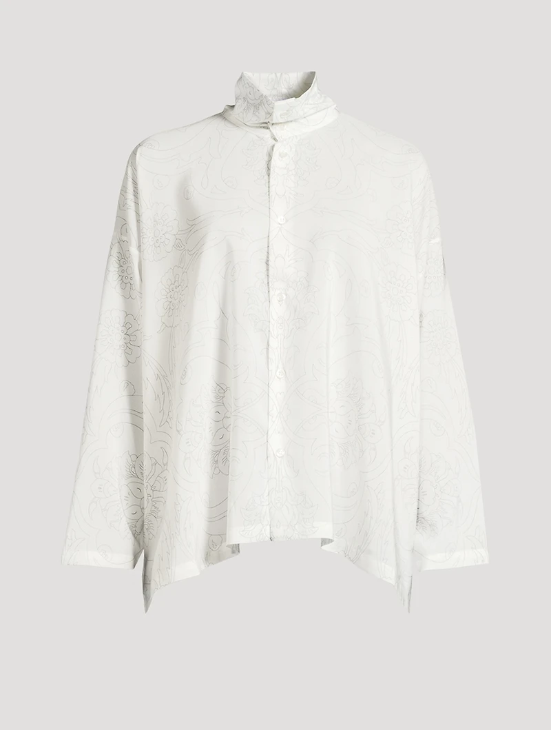 Scrunch-Neck Silk Shirt