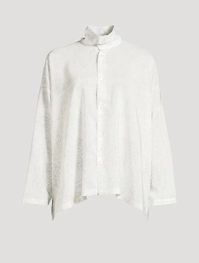 Scrunch-Neck Silk Shirt
