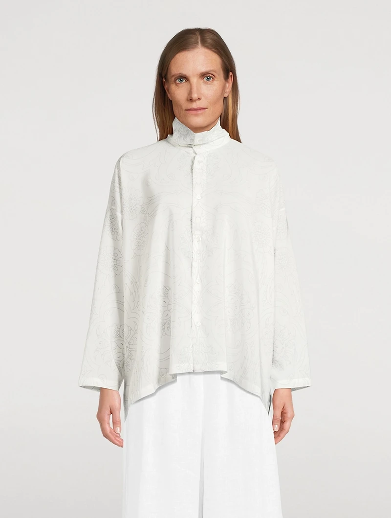 Scrunch-Neck Silk Shirt