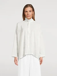 Scrunch-Neck Silk Shirt