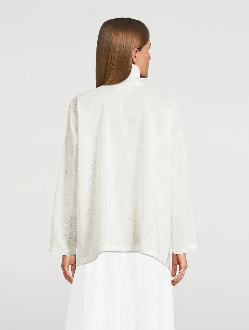 Scrunch-Neck Silk Shirt