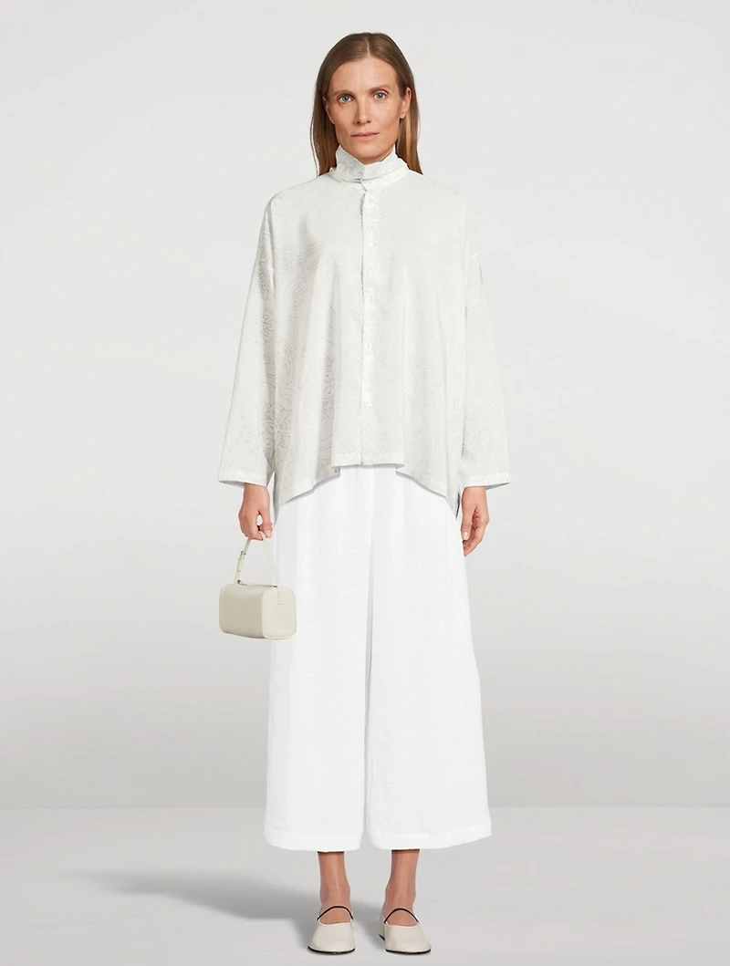 Scrunch-Neck Silk Shirt