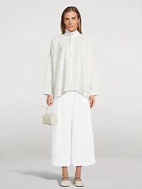Scrunch-Neck Silk Shirt