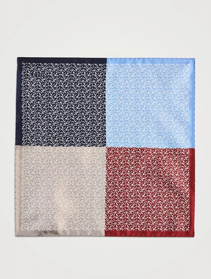 Four-Quadrant Floral Silk Pocket Square