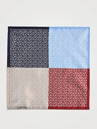 Four-Quadrant Floral Silk Pocket Square