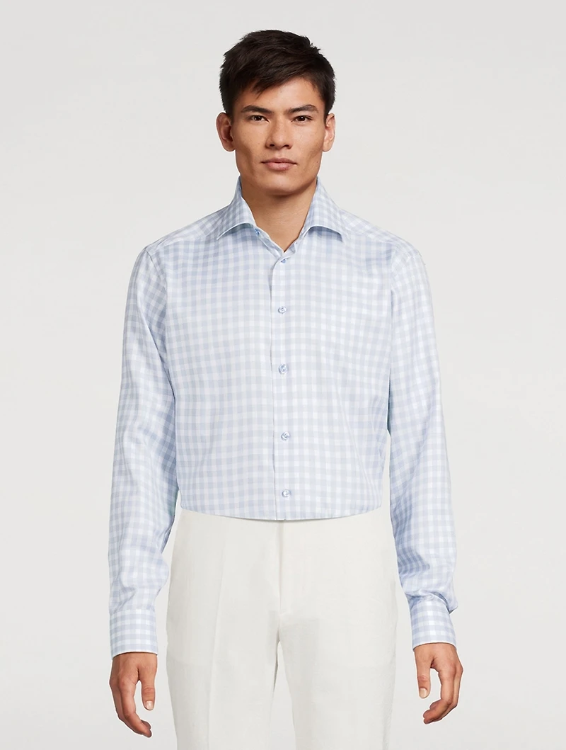Slim-Fit Long-Sleeve Shirt Check Print