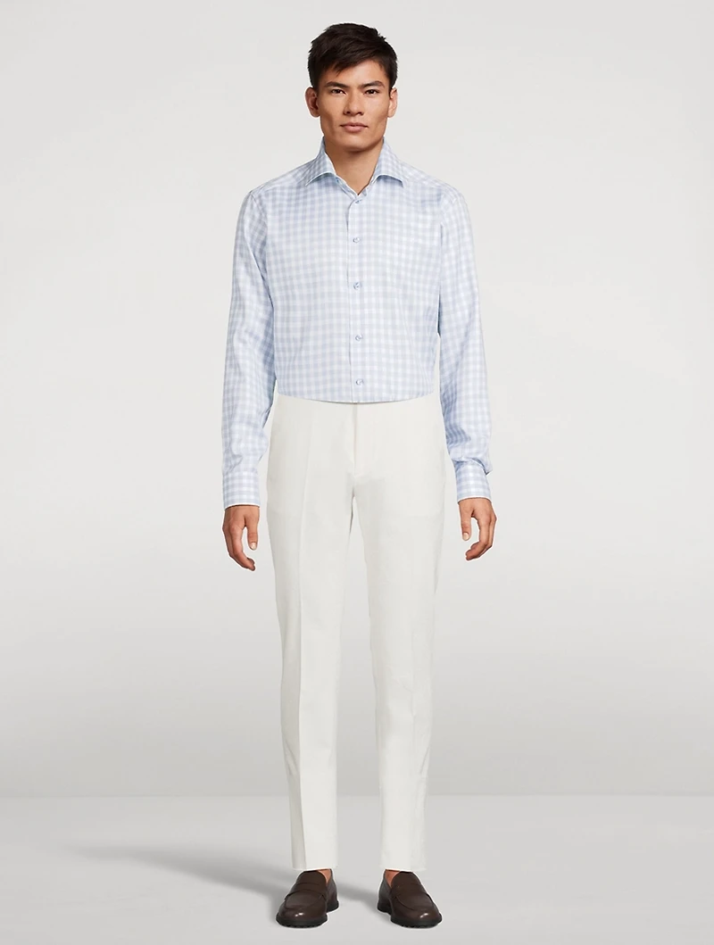 Slim-Fit Long-Sleeve Shirt Check Print