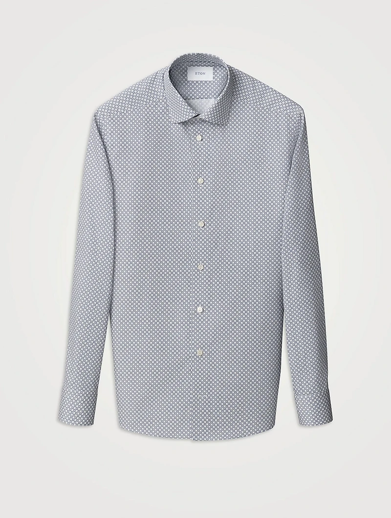 Slim-Fit Medallion Twill Long-Sleeve Shirt