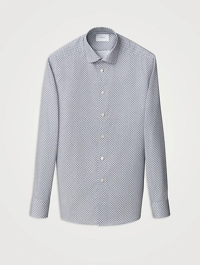 Slim-Fit Medallion Twill Long-Sleeve Shirt