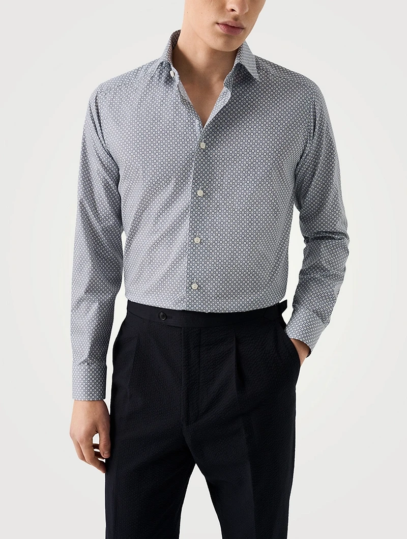 Slim-Fit Medallion Twill Long-Sleeve Shirt