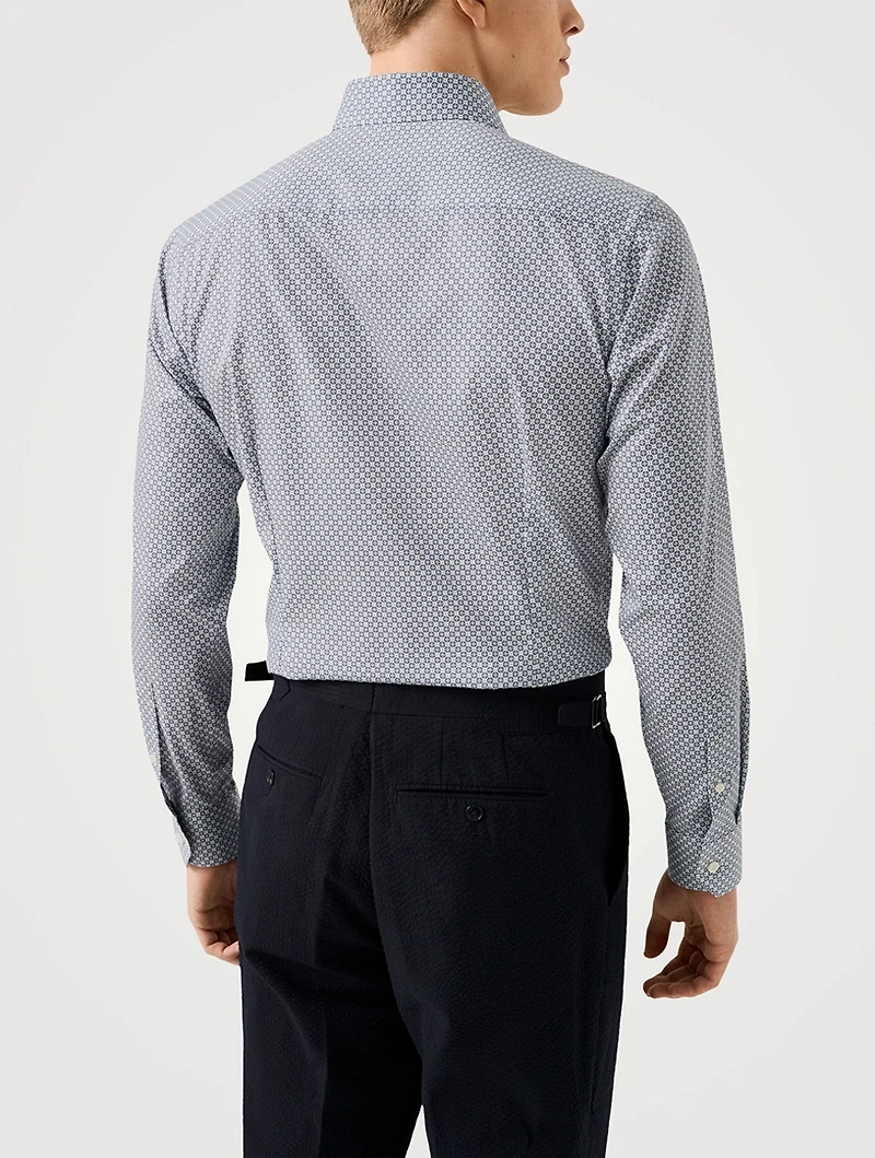 Slim-Fit Medallion Twill Long-Sleeve Shirt