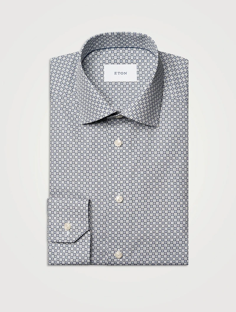 Slim-Fit Medallion Twill Long-Sleeve Shirt