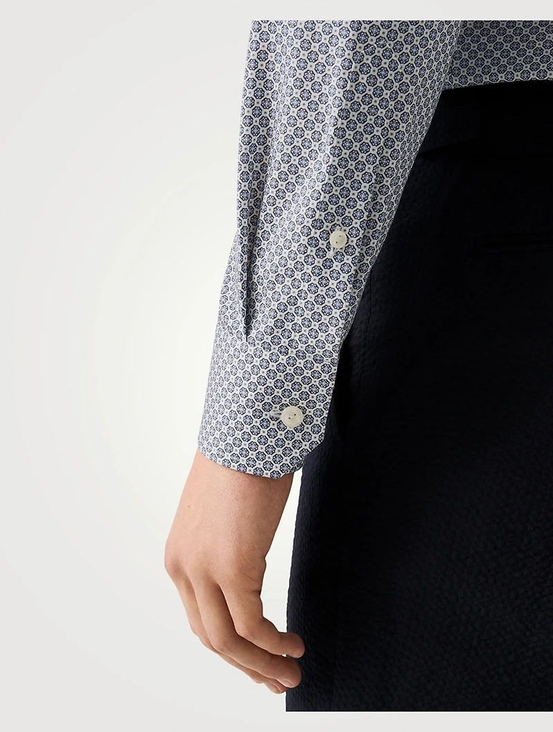 Slim-Fit Medallion Twill Long-Sleeve Shirt