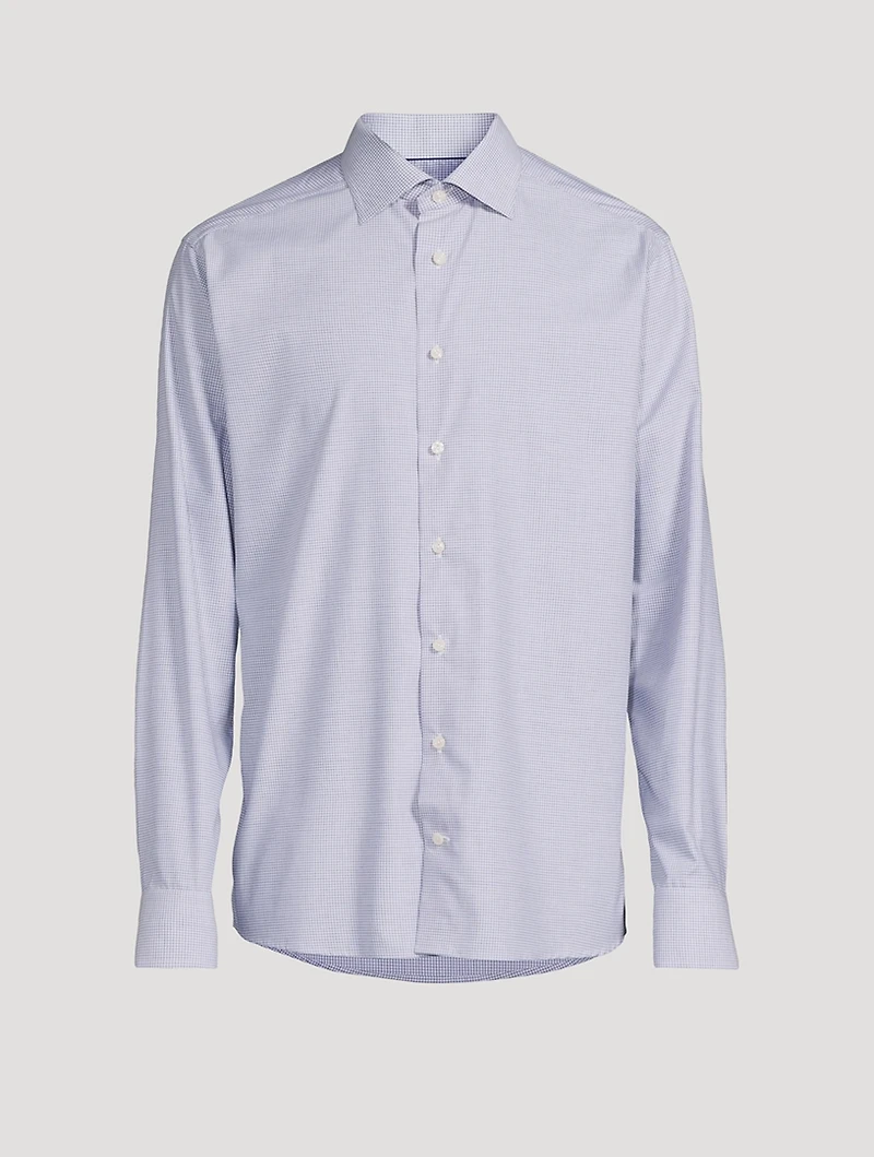 Slim-Fit Melange Neat Check Shirt
