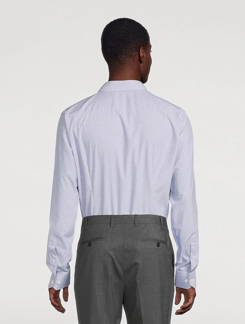 Slim-Fit Melange Neat Check Shirt
