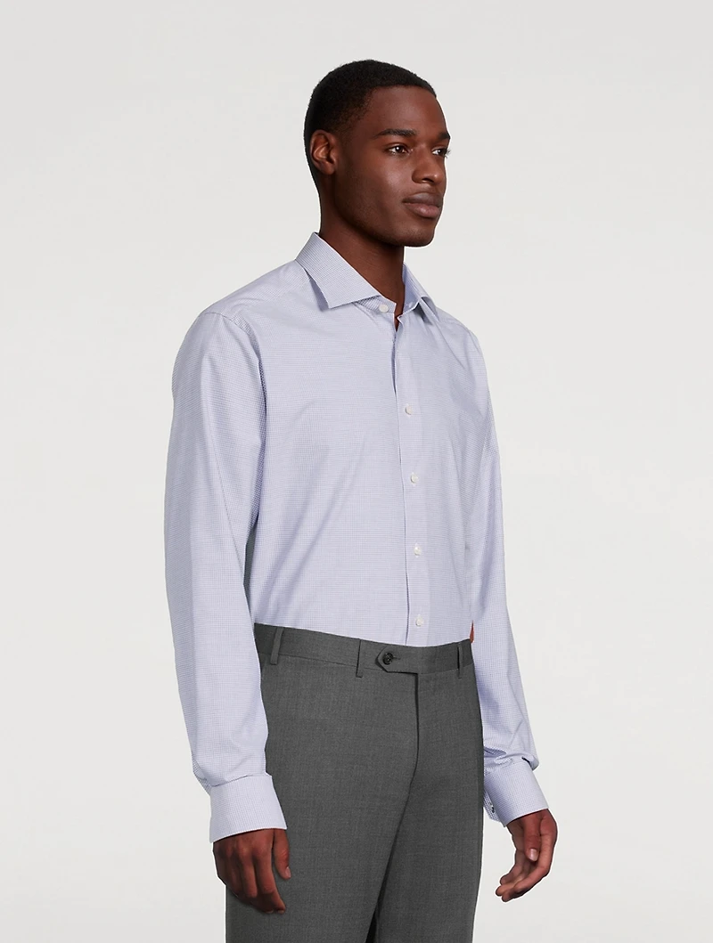 Slim-Fit Melange Neat Check Shirt