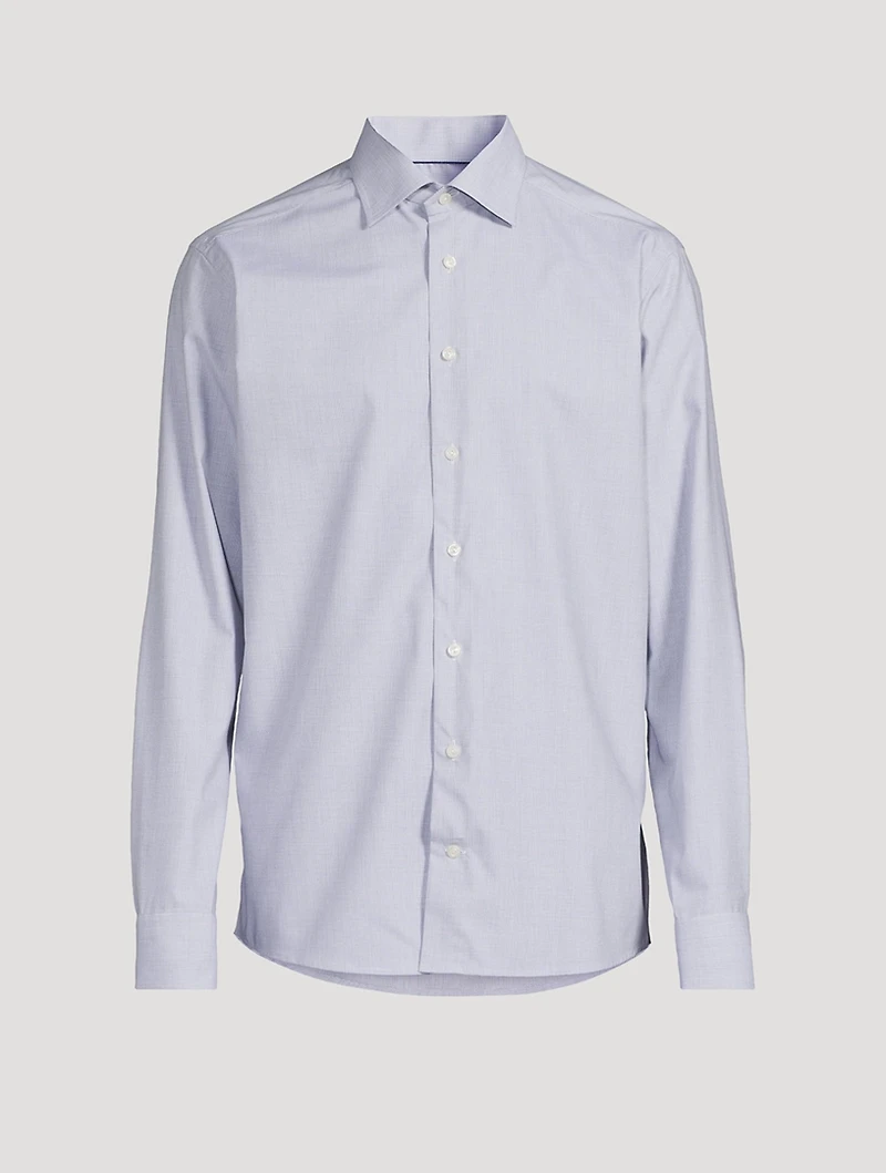 Slim-Fit Melange Windowpane Check Shirt