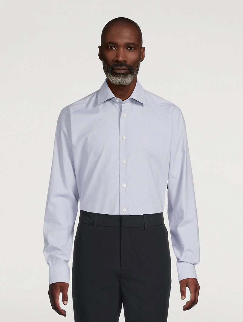 Slim-Fit Melange Windowpane Check Shirt