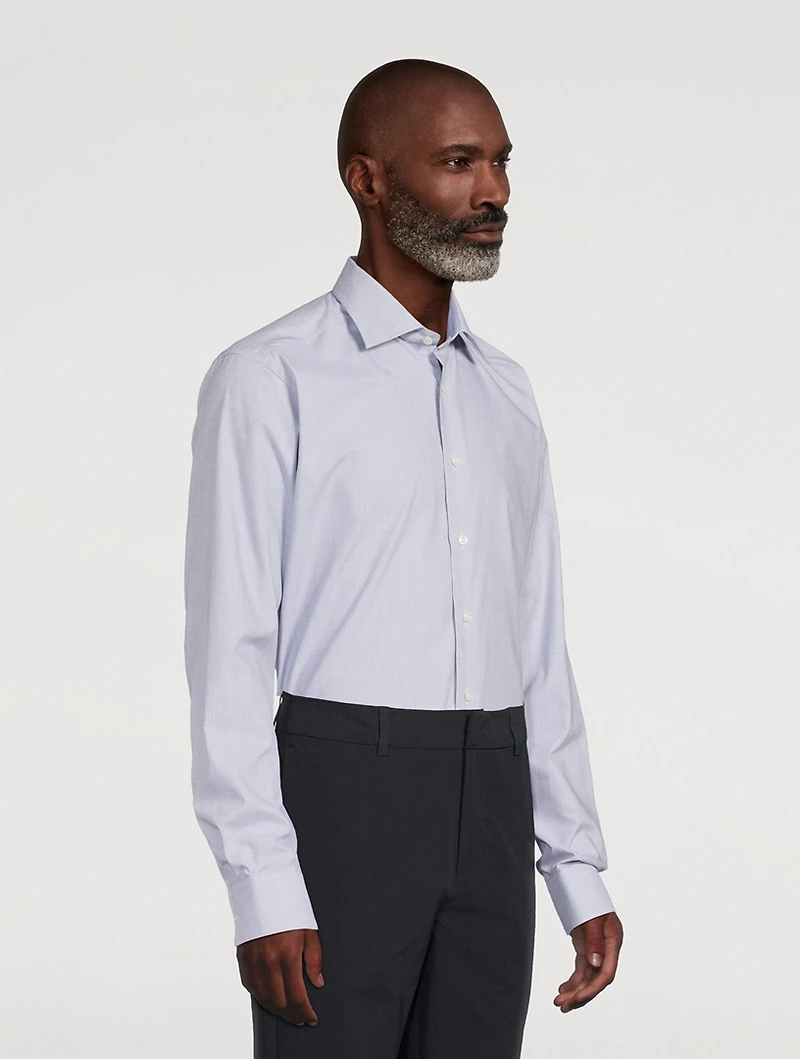 Slim-Fit Melange Windowpane Check Shirt