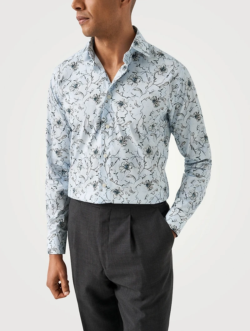 Contemporary-Fit Floral Twill Long-Sleeve Shirt
