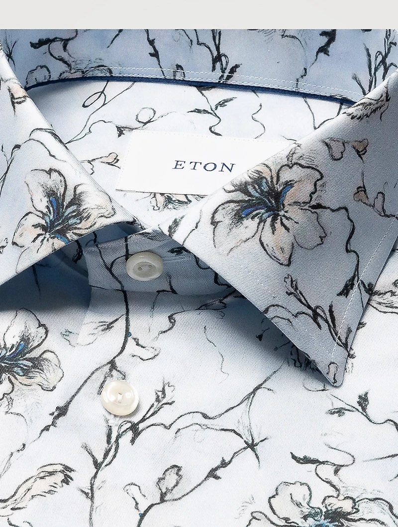 Contemporary-Fit Floral Twill Long-Sleeve Shirt