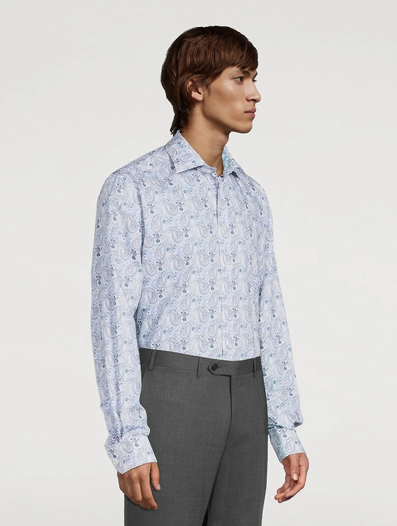 Contemporary-Fit Paisley Cotton And Tencel™ Lyocell Shirt