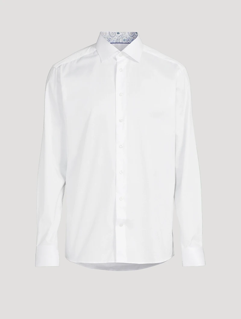 Slim-Fit Twill Shirt With Paisley Details