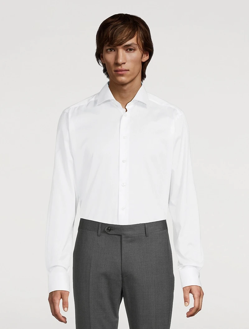 Slim-Fit Twill Shirt With Paisley Details