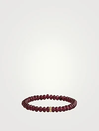 Rhodolite Beaded Bracelet With 14K Gold Diamond Wheel Rondelle