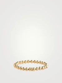 14K Gold Beaded Bracelet With 14K Gold Diamond Wheel Rondelle