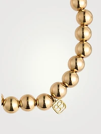 14K Gold Beaded Bracelet With 14K Gold Diamond Wheel Rondelle