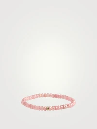 Mystic Pink Grapolite Beaded Bracelet With 14K Gold Pavé Diamond Wheel