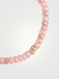 Mystic Pink Grapolite Beaded Bracelet With 14K Gold Pavé Diamond Wheel