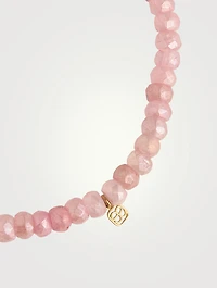 Mystic Pink Grapolite Beaded Bracelet With 14K Gold Pavé Diamond Wheel