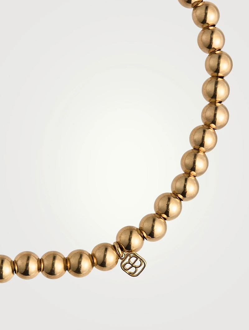 14K Gold Beaded Bracelet With Tiny 14K Gold Pure Butterfly Charm